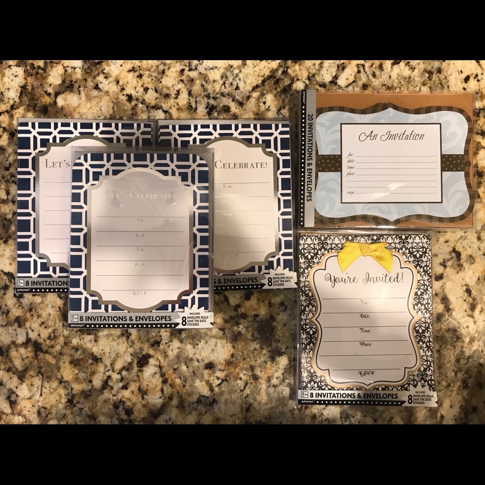 5 NEW PACKS OF INVITATIONS + RSVP CARDS